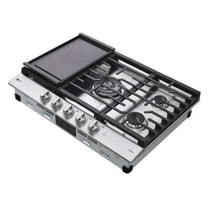 30” Smart Gas Cooktop with UltraHeat™ 22K BTU Dual Burner and LED Knobs CBGJ3027S
