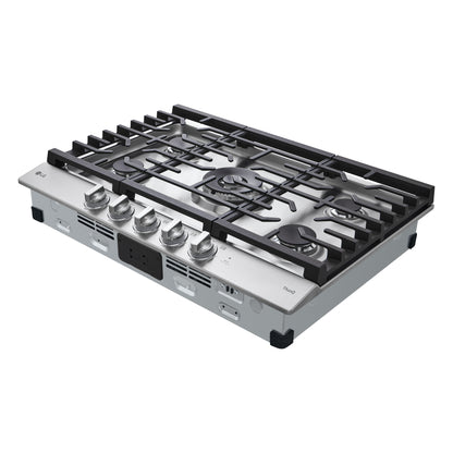 30” Smart Gas Cooktop with UltraHeat™ 22K BTU Dual Burner and LED Knobs CBGJ3027S