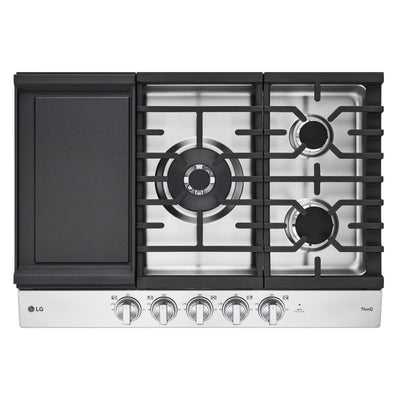 30” Smart Gas Cooktop with UltraHeat™ 22K BTU Dual Burner and LED Knobs CBGJ3027S