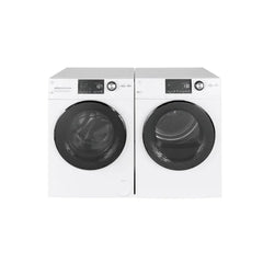 GE Compact Washer & Electric Dryer Bundle on a countertop