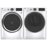 GE Front Load Washer & Electric Dryer Bundle on a countertop