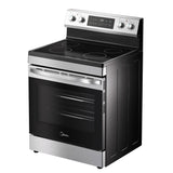 Midea MER30B14ASTC Electric Range, 6.3 cu. ft. Capacity, 30 inch Exterior Width, 4 Burners, Storage Drawer, Manual Clean, 1,800 W Highest Element, Stainless Steel colour
