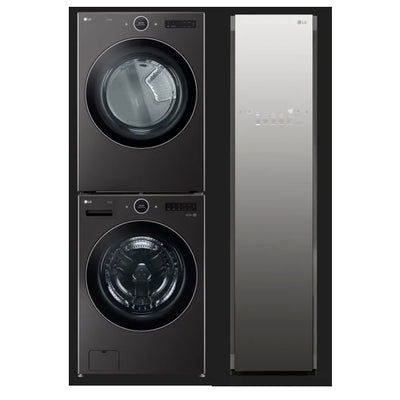 LG Washer WM6700HBA & Electric Dryer DLEX6700B & Stacking Kit KSTK4 & Styler Steam S3MFBN