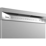 Midea MDF24P1AST Dishwasher, 24 inch Exterior Width, 52 dB Decibel Level, Full Console, Stainless Interior, 4 Wash Cycles, 14 Capacity (Place Settings), Hard Food Disposal, 2 Loading Racks, Wifi Enabled, Stainless Steel colour