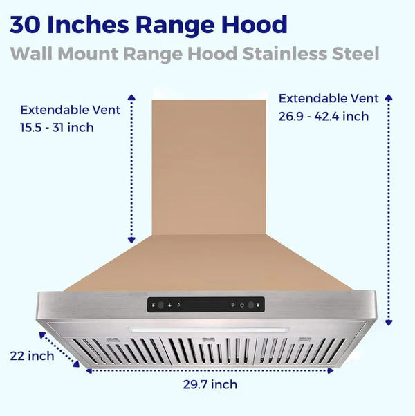 Vesta Brussels 30" 800 CFM Gold Stainless Steel