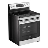 Midea MER30B14ASTC Electric Range, 6.3 cu. ft. Capacity, 30 inch Exterior Width, 4 Burners, Storage Drawer, Manual Clean, 1,800 W Highest Element, Stainless Steel colour