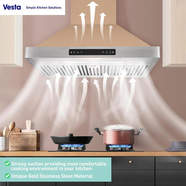 Vesta Brussels 36" Gold Stainless Steel 800 CFM Wall Mount Range Hood