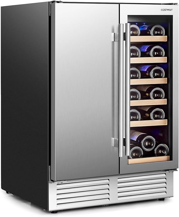 Costway BEV1982 24inch, Dual Zone Wine and Beverage Cooler