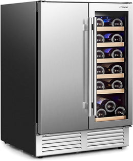 Costway BEV1982 24inch, Dual Zone Wine and Beverage Cooler