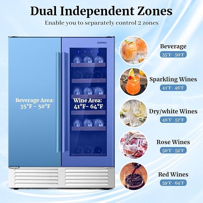 Costway 24" Dual Zone Wine and Beverage Cooler