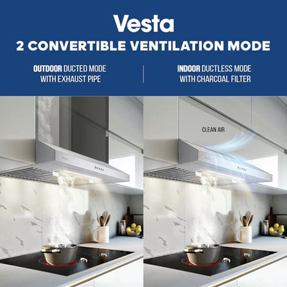30" Vesta Charlotte 500 CFM Under Cabinet Range Hood in Stainless Steel