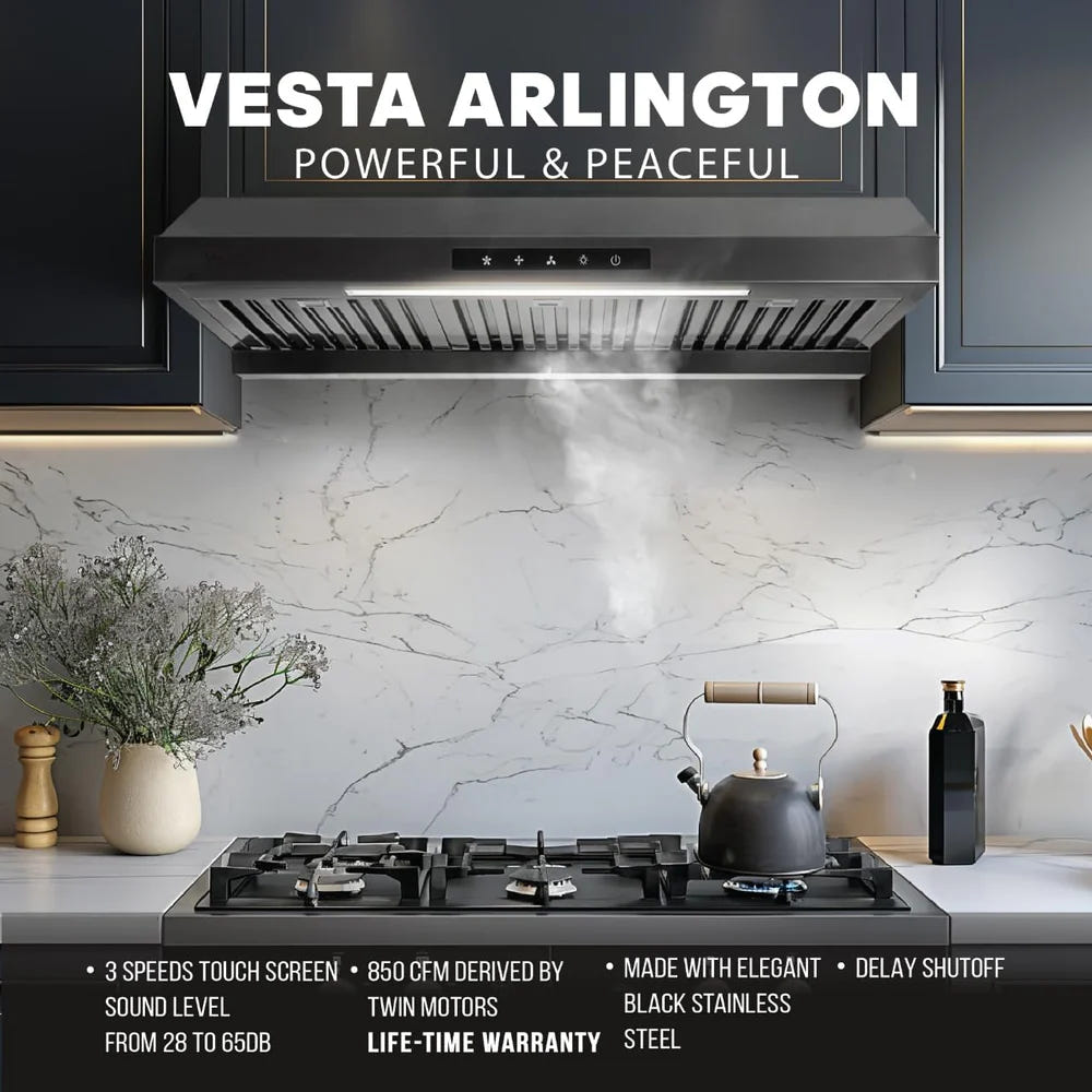 Vesta Arlington 30" Black Stainless Steel Under Cabinet Range Hood