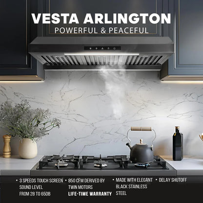 Vesta Arlington 30" Black Stainless Steel Under Cabinet Range Hood