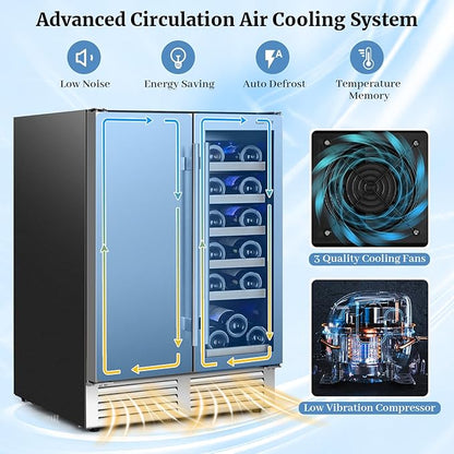 Costway 24" Dual Zone Wine and Beverage Cooler