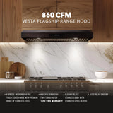 Vesta Atlanta 30" Black Stainless Steel Under Cabinet Range Hood side view