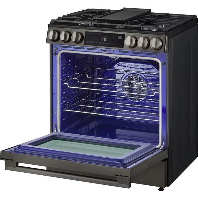 LG LSGL6335Z 燃气灶，6.3 立方英尺容量，30 英寸外部宽度，自清洁，对流，5 个燃烧器，储物抽屉，空气炸锅，20,000 BTU