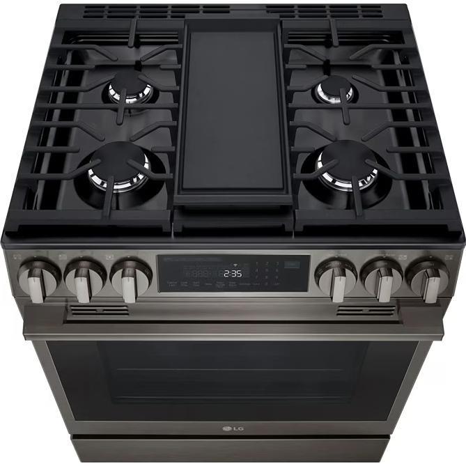 LG LSGL6335Z 燃气灶，6.3 立方英尺容量，30 英寸外部宽度，自清洁，对流，5 个燃烧器，储物抽屉，空气炸锅，20,000 BTU