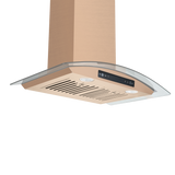 Amsterdam 800CFM 36'' Gold Stainless Steel Wall Mount Range Hoods - Side View