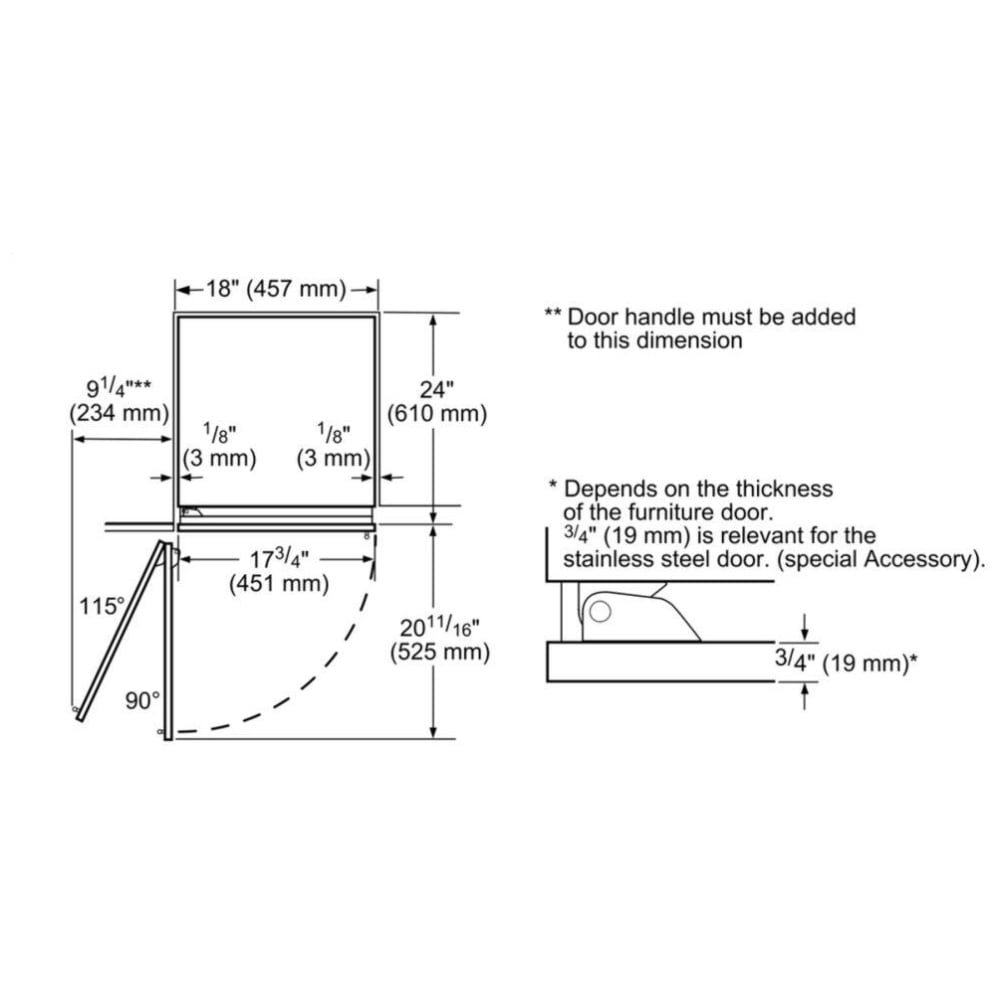 Benchmark Built-in Freezer 18'' Flat Hinge B18IF905SP