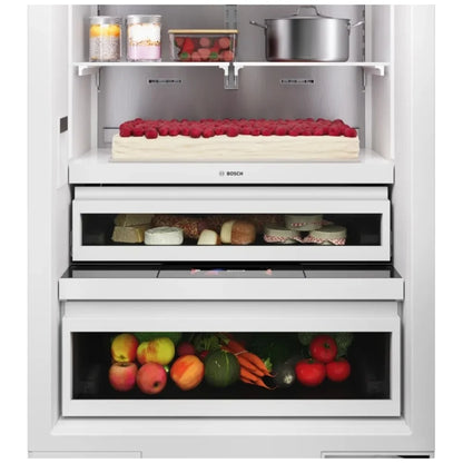 Bosch B30IB100SP Bottom Freezer Built In Refrigerator, 30 inch Width, Counter Depth, Custom Panel Ready, 16.5 cu. ft. Capacity, Water Dispenser (Interior), Ice Dispenser (Freezer Located), ENERGY STAR Certified, Panel Ready