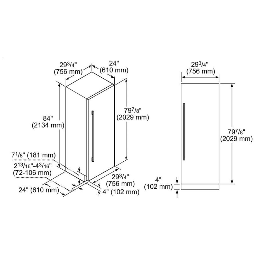 Benchmark Built-in Fridge 30'' Column Refrigerator Flat Hinge B30IR905SP