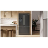 Bosch 500 Series B36CD52SNB French Door Refrigerator, 36 inch Width, 21.6 cu. ft. Capacity, Counter Depth, Water Dispenser (Exterior), Ice Dispenser (Thru Door), ENERGY STAR Certified, Black Stainless Steel colour