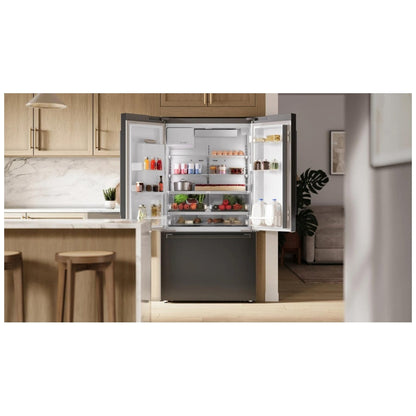 Bosch B36CD52SNB French Door Refrigerator, 36 inch Width, ENERGY STAR Certified, Counter Depth, 21.6 cu. ft. Capacity, Water Dispenser (Exterior), Ice Dispenser (Thru Door), Black Stainless Steel colour