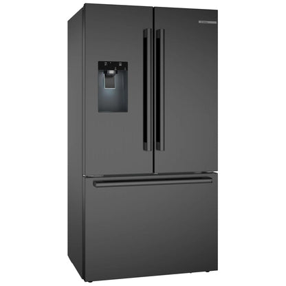 Bosch B36CD52SNB French Door Refrigerator, 36 inch Width, ENERGY STAR Certified, Counter Depth, 21.6 cu. ft. Capacity, Water Dispenser (Exterior), Ice Dispenser (Thru Door), Black Stainless Steel colour