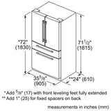 Bosch 800 Series B36CL80SNS French Door Refrigerator, 36 inch Width, 21 cu. ft. Capacity, Counter Depth, Water Dispenser (Interior), Ice Dispenser (Freezer Located), ENERGY STAR Certified, Stainless Steel colour