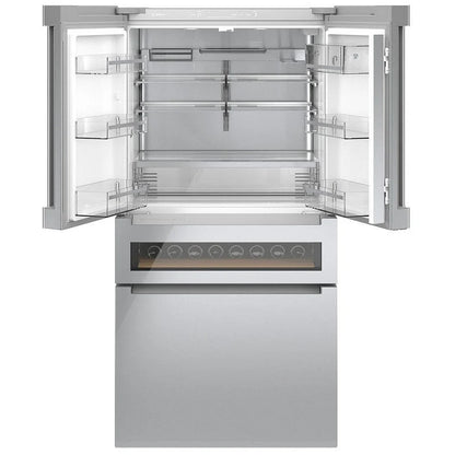 800 Series, French Door Bottom Mount Refrigerator, Glass door, 36'', Stainless Steel B36CL81ENG