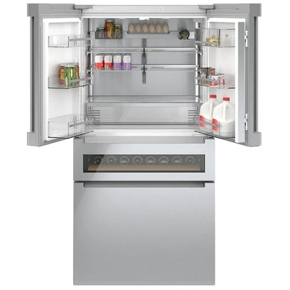 800 Series, French Door Bottom Mount Refrigerator, Glass door, 36'', Stainless Steel B36CL81ENG