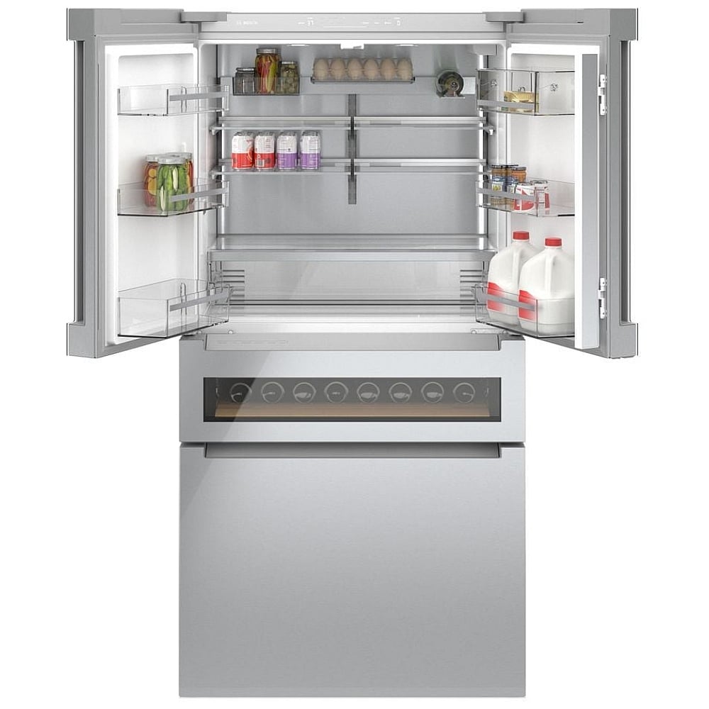 800 Series, French Door Bottom Mount Refrigerator, Glass door, 36, Stainless Steel B36CL81ENG