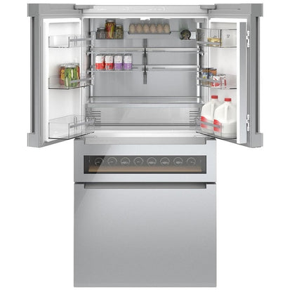 800 Series, French Door Bottom Mount Refrigerator, Glass door, 36, Stainless Steel B36CL81ENG
