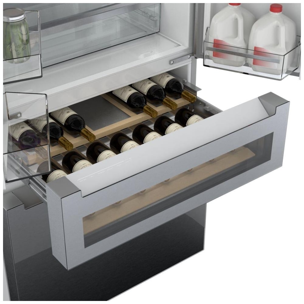 800 Series, French Door Bottom Mount Refrigerator, Glass door, 36, Stainless Steel B36CL81ENG