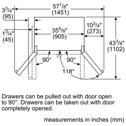 800 Series, French Door Bottom Mount, 36'', Brushed black steel anti-fingerprint B36CT80SNB