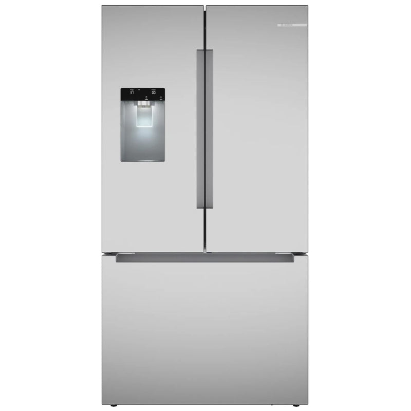 Bosch 100 Series B36FD10ENS Bottom Freezer French Door Refrigerator, 36 inch Width, 26 cu. ft. Capacity, Water Dispenser (Exterior), Ice Dispenser (Thru Door), ENERGY STAR Certified, Stainless Steel colour