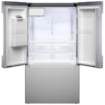 Bosch 100 Series French Door Refrigerator 36" Brushed Steel Anti-Fingerprint B36FD10ENS