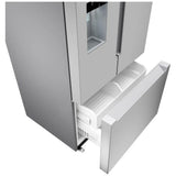 Bosch 100 Series B36FD10ENS Bottom Freezer French Door Refrigerator, 36 inch Width, 26 cu. ft. Capacity, Water Dispenser (Exterior), Ice Dispenser (Thru Door), ENERGY STAR Certified, Stainless Steel colour