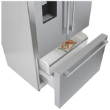 Bosch 500 Series B36FD50SNS French Door Refrigerator, 36 inch Width, 26 cu. ft. Capacity, Water Dispenser (Exterior), Ice Dispenser (Thru Door), ENERGY STAR Certified, Stainless Steel colour
