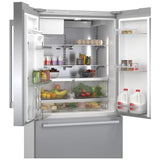 Bosch 500 Series B36FD50SNS French Door Refrigerator, 36 inch Width, 26 cu. ft. Capacity, Water Dispenser (Exterior), Ice Dispenser (Thru Door), ENERGY STAR Certified, Stainless Steel colour