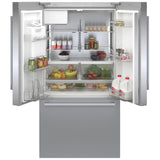 Bosch 500 Series B36FD50SNS French Door Refrigerator, 36 inch Width, 26 cu. ft. Capacity, Water Dispenser (Exterior), Ice Dispenser (Thru Door), ENERGY STAR Certified, Stainless Steel colour