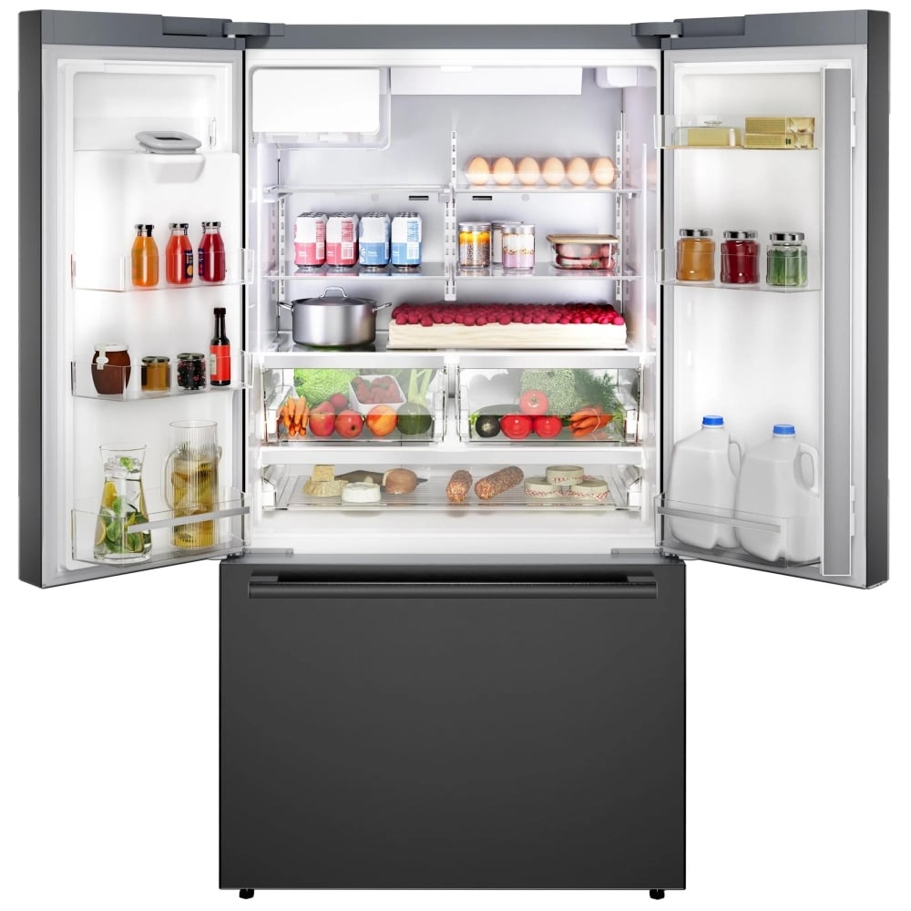 Bosch B36FD52SNB French Door Refrigerator, 36 inch Width, ENERGY STAR Certified, 26 cu. ft. Capacity, Water Dispenser (Exterior), Ice Dispenser (Thru Door), Black Stainless Steel colour