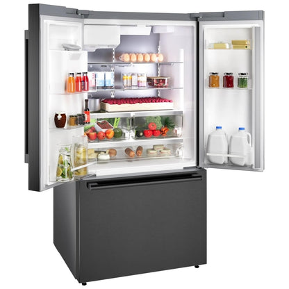 Bosch B36FD52SNB French Door Refrigerator, 36 inch Width, ENERGY STAR Certified, 26 cu. ft. Capacity, Water Dispenser (Exterior), Ice Dispenser (Thru Door), Black Stainless Steel colour