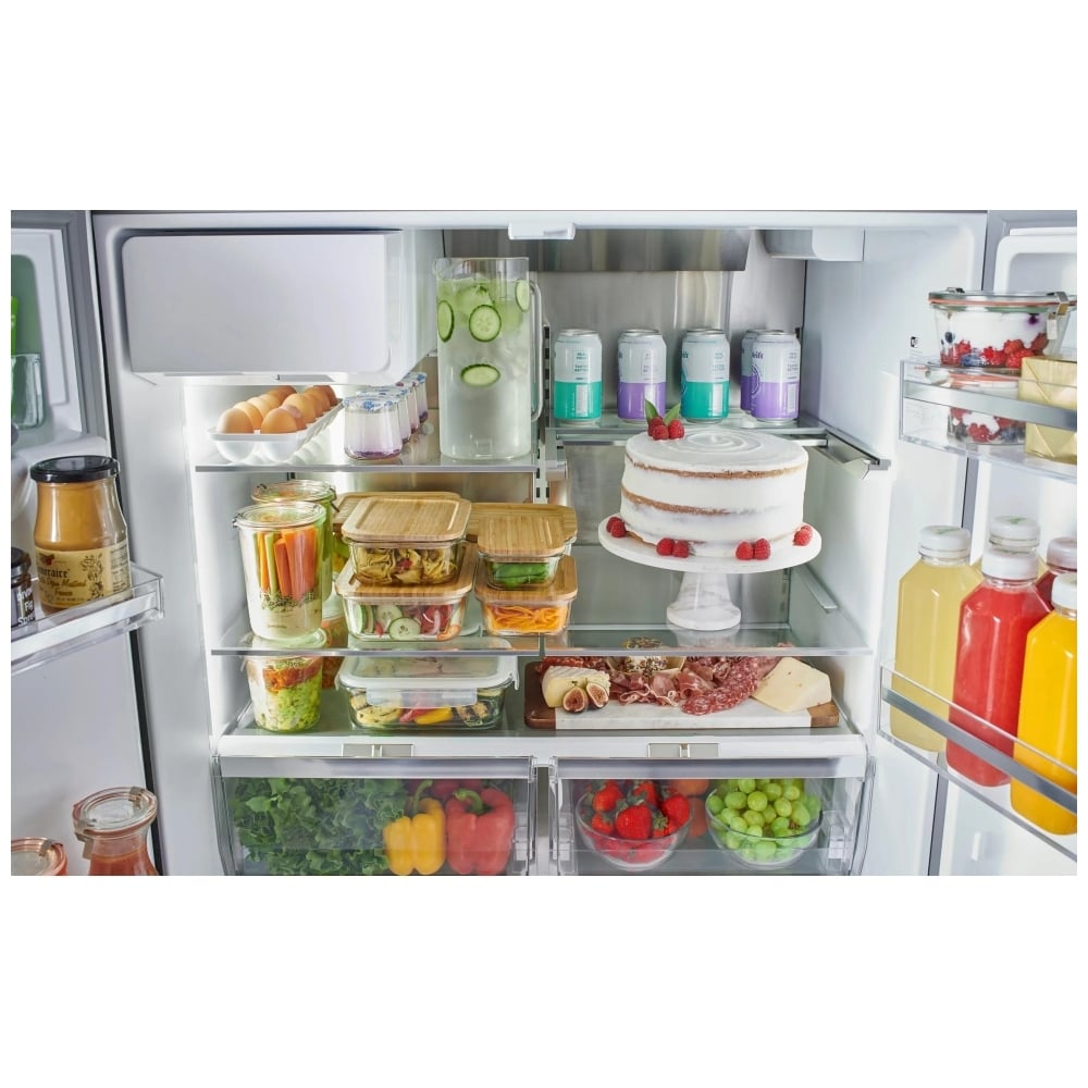 Bosch B36FD52SNB French Door Refrigerator, 36 inch Width, ENERGY STAR Certified, 26 cu. ft. Capacity, Water Dispenser (Exterior), Ice Dispenser (Thru Door), Black Stainless Steel colour