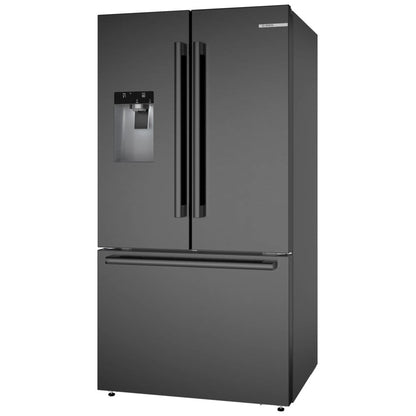 Bosch B36FD52SNB French Door Refrigerator, 36 inch Width, ENERGY STAR Certified, 26 cu. ft. Capacity, Water Dispenser (Exterior), Ice Dispenser (Thru Door), Black Stainless Steel colour
