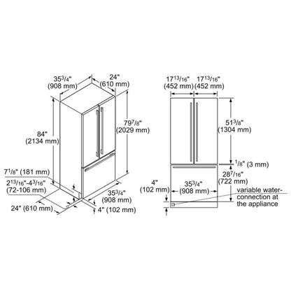 Benchmark®, Built-in French Refrigerator, 36'', Flat Hinge B36IT905NP