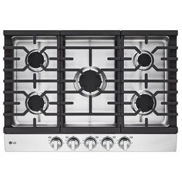 LG CBGJ3023S Gas Cooktop, 30 inch Exterior Width, 5 Burners, 20,000 BTU Highest Burner, Stainless Steel colour