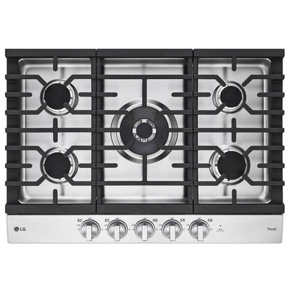 LG 30" Smart Gas Cooktop with UltraHeat™ 22K BTU Dual Burner and LED Knobs CBGJ3027S