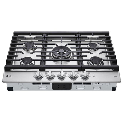 LG 30" Smart Gas Cooktop with UltraHeat™ 22K BTU Dual Burner and LED Knobs CBGJ3027S