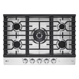 LG CBGJ3027S Gas Cooktop, 30 inch Exterior Width, 5 Burners, 22,000 BTU Highest Burner, Stainless Steel colour